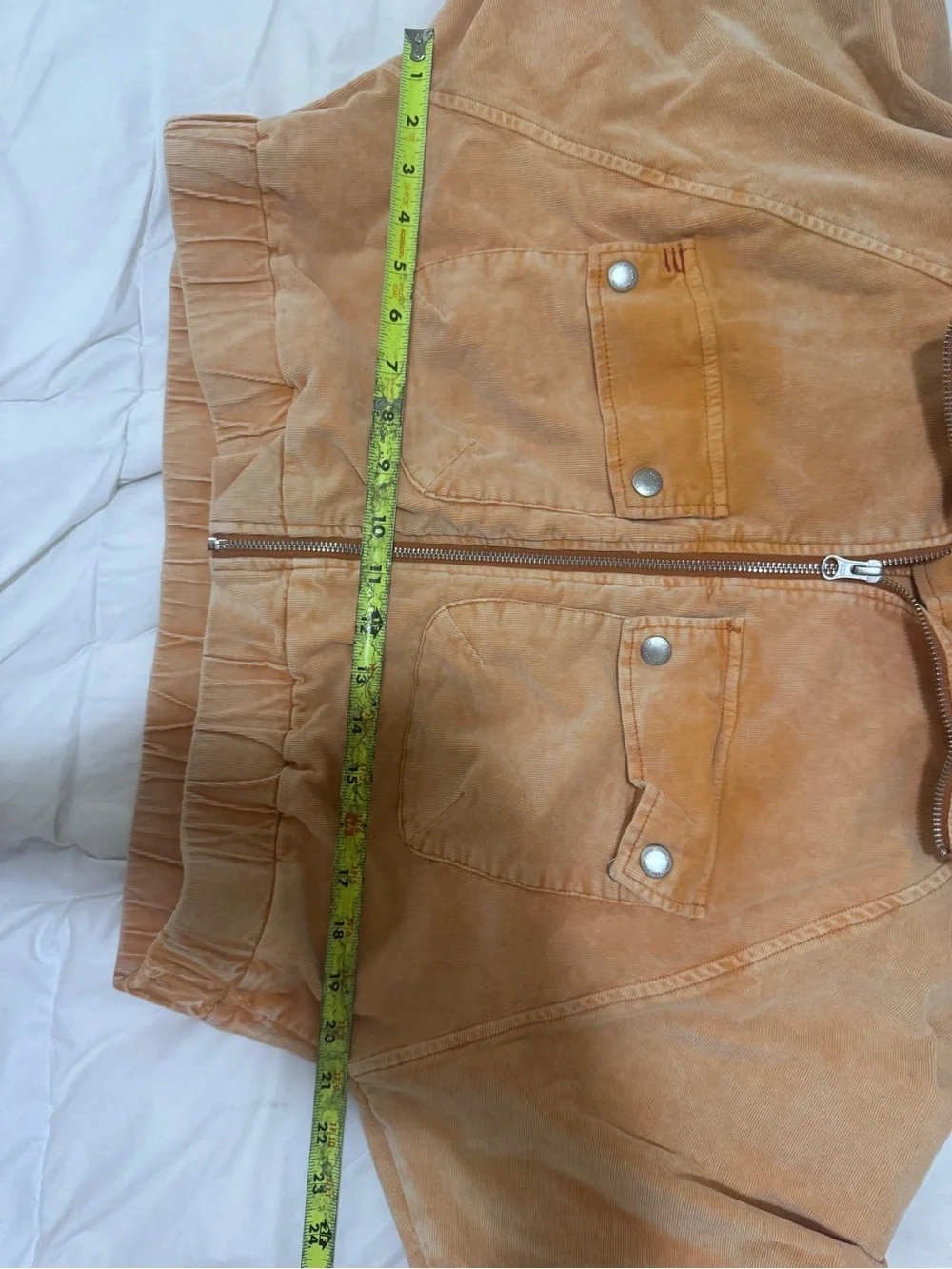 BDG Cropped Zip Front Jacket in Washed Peach size M
